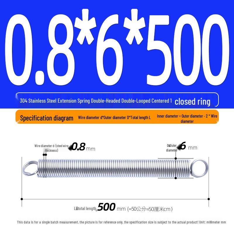 Arc de extensie din oțel inoxidabil 304 de 500 mm cu cârlige deschise și inel cu buclă dublă, personalizabil.