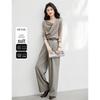 Women's Elegant Drape Neck T-shirt & Casual Pants Set