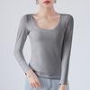 Cotton Crew Neck Slim Fit Long Sleeve Tshirt With Solid Color For Casual Wear