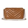 Gucci GG Marmont Brown Leather Chevron Quilted Mini Chain Crossbody Bag For Women Daily Use