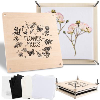 Kit Clássico de Prensa de Flores de Madeira - Ferramenta Reutilizável DIY para Pressagem e Conservação de Flores e Plantas