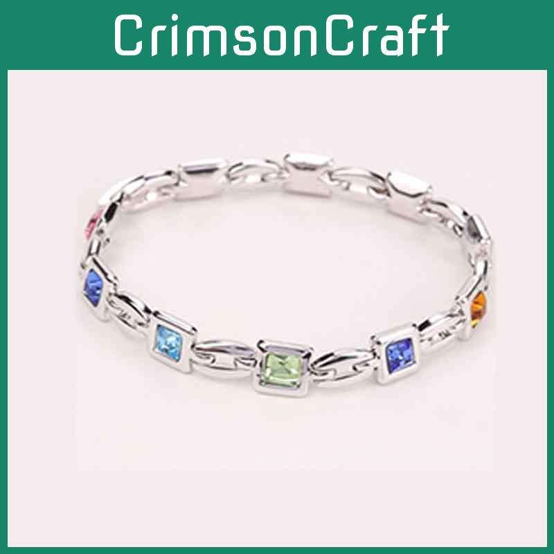 Beautifully Crafted Fashion Jewelry Silver Plated Princess Cut Girl Elegant Crystal Bracelet Charm