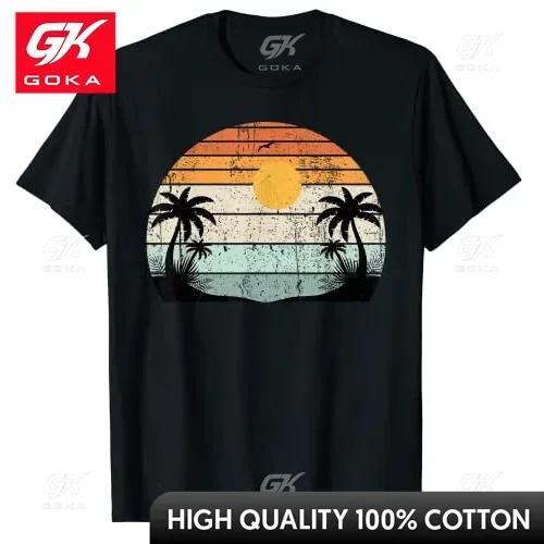 

Sunshine Summer Vibes Palm Trees Beach Retro Tropical Summer TShirt Fashion Vacation Holiday Graphic Tee Tops Life Style Gifts 4XL