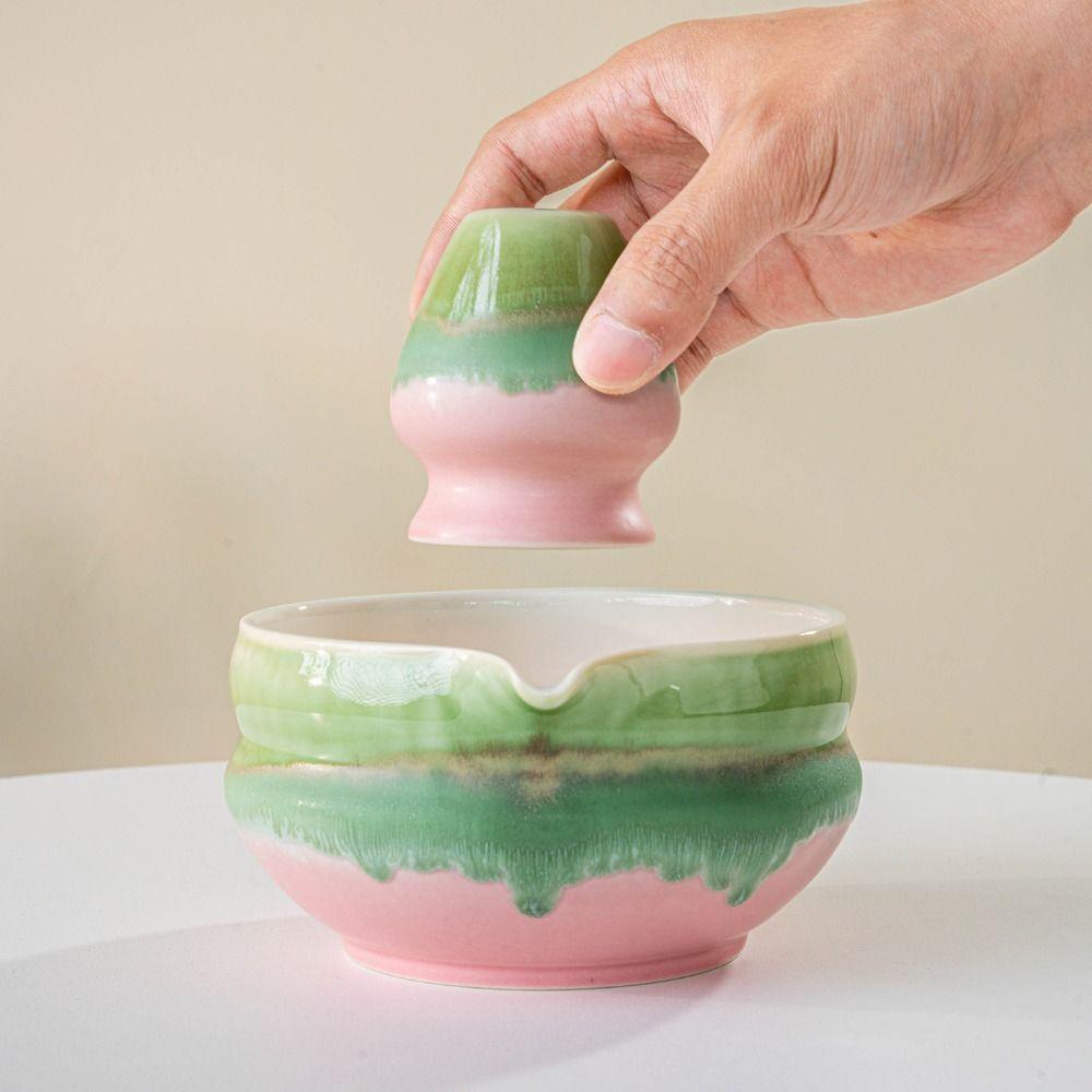 New Ceramic Matcha Bowl with Pouring Spout Reusable Matcha Making Kit Multicolored Japanese Tea Set Tea Lovers