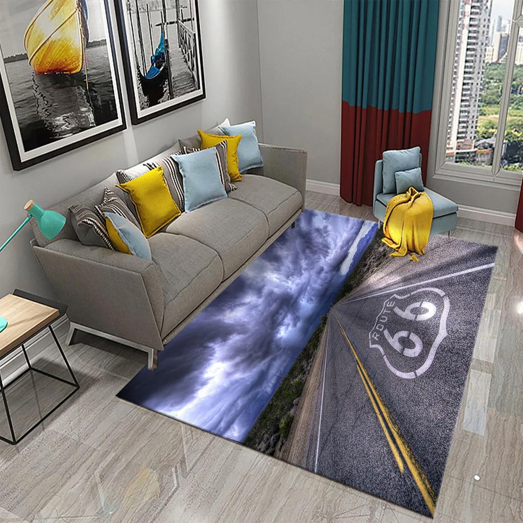 Historic Route 66 Non-slip Carpet Soft Area Rug for Living Room Kids Bedroom Kitchen Decor Floor Mat