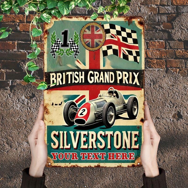 Racing Car Retro Style Metal Decorative Painting for Garage Room Decor