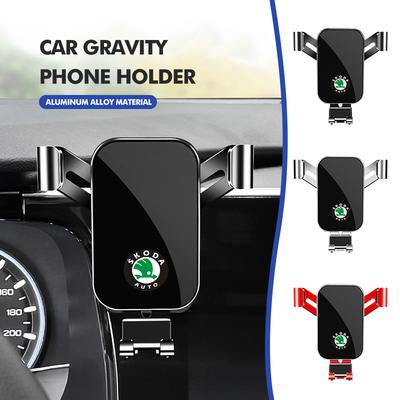 DECL5 For Skoda Car Phone Gravity Holder Car Air Vent Clip Mount Mobile Phone Holder Fabia Kamiq Superb Scala Enyaq-iV MK3 VisionS