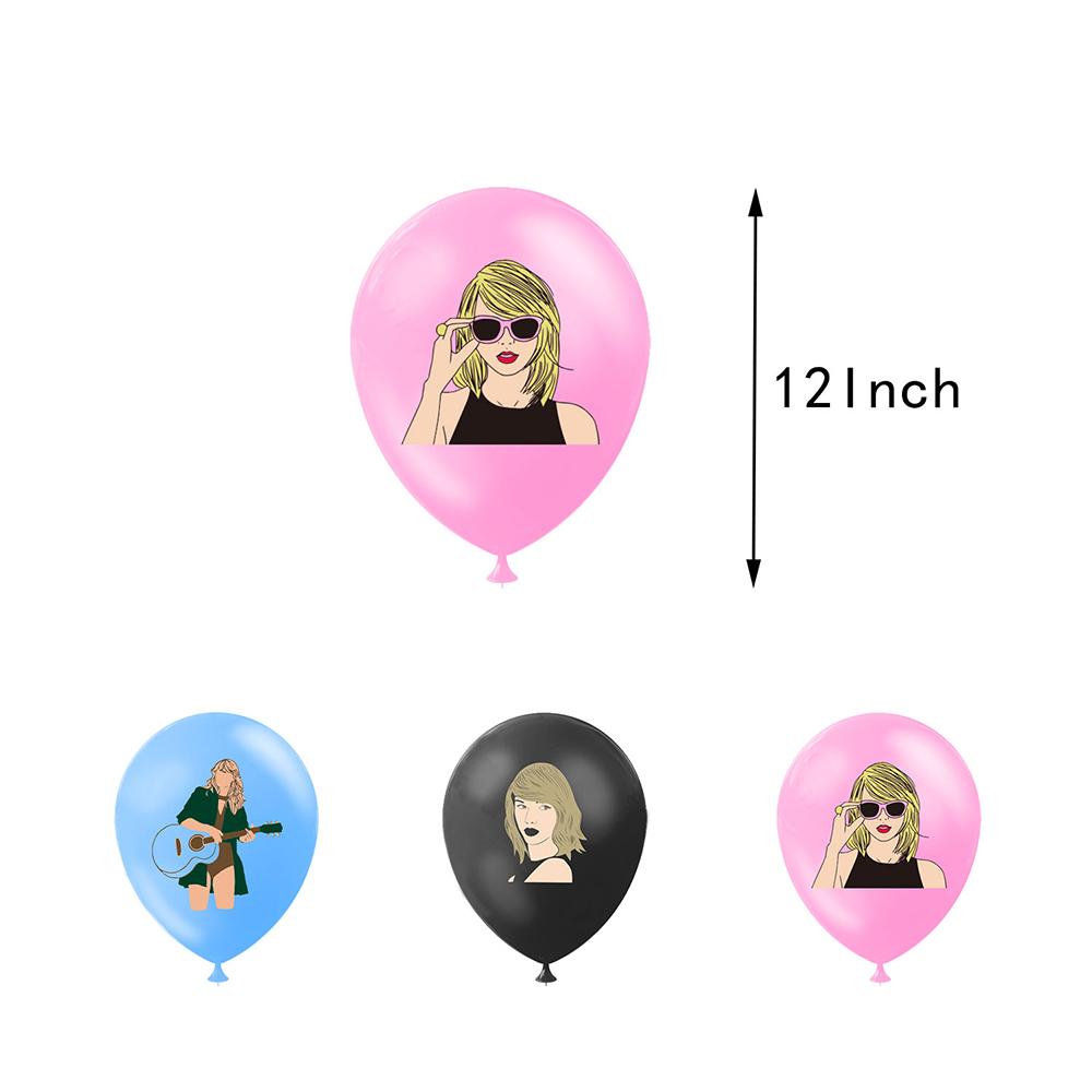 Zestaw 32 sztuk akcesoriów imprezowych w tematyce Taylor Swift z banerem, balonami i topperami na tort dla fanów