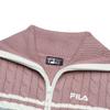 FILA Fashionable Versatile Polo Collar Knitted Jacket Women outerwear Cloud-Mushroom-White F11W519401FWT