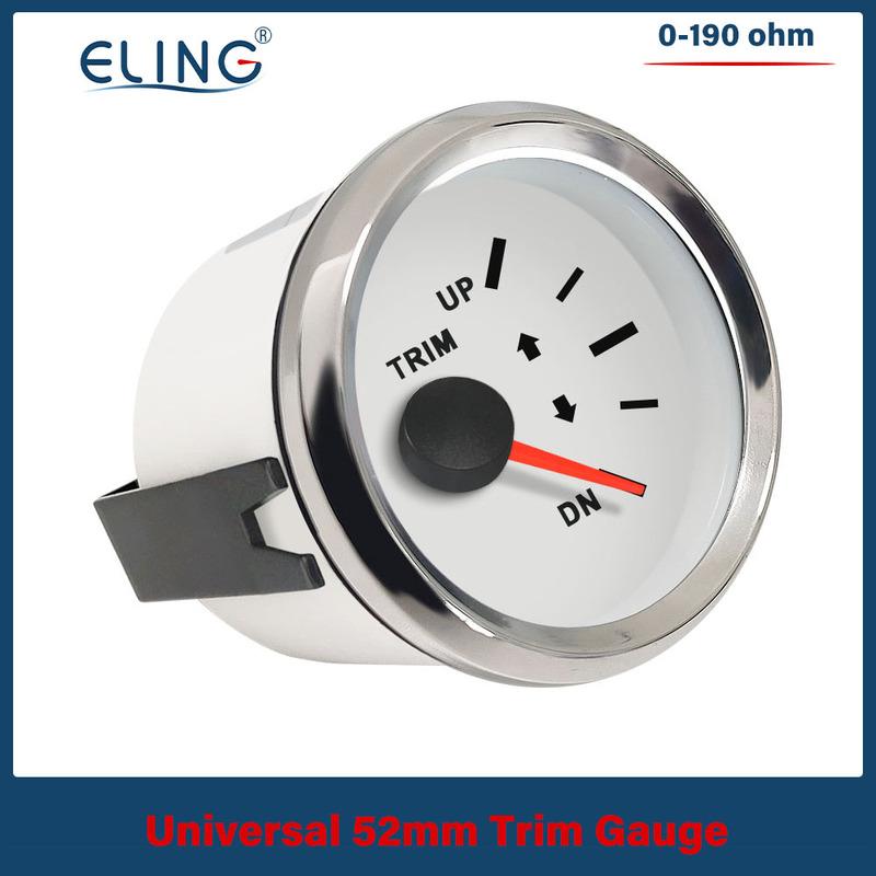 ELING New 52mm Waterproof Marine Trim Gauge Meter UP-DN Inboard Outboard Engine 0-190ohm Signal 12V 24V With Red Backlight