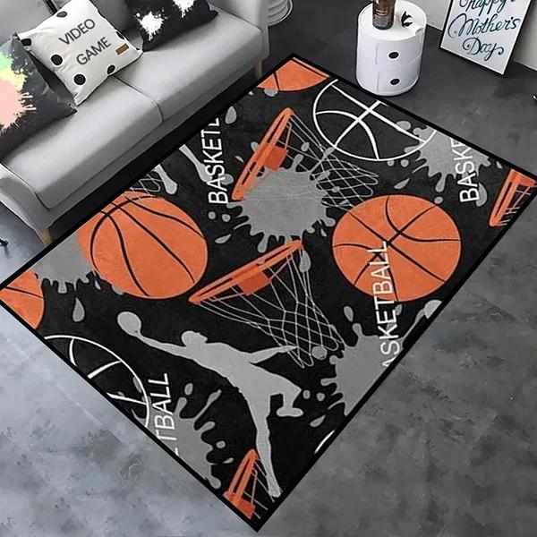 Creative Sports Area Rug Healthy ExerciseTeen Fantastic Basketball Enthusiast Carpet for Home Decor Kid Room ,Etc.