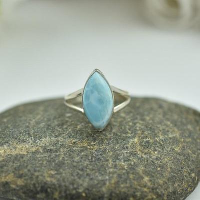 Natural Larimar Gemstone Ring, Solid 925 Sterling Silver Ring, Designer Ring, Handmade Ring, Women Ring, Gift For Her