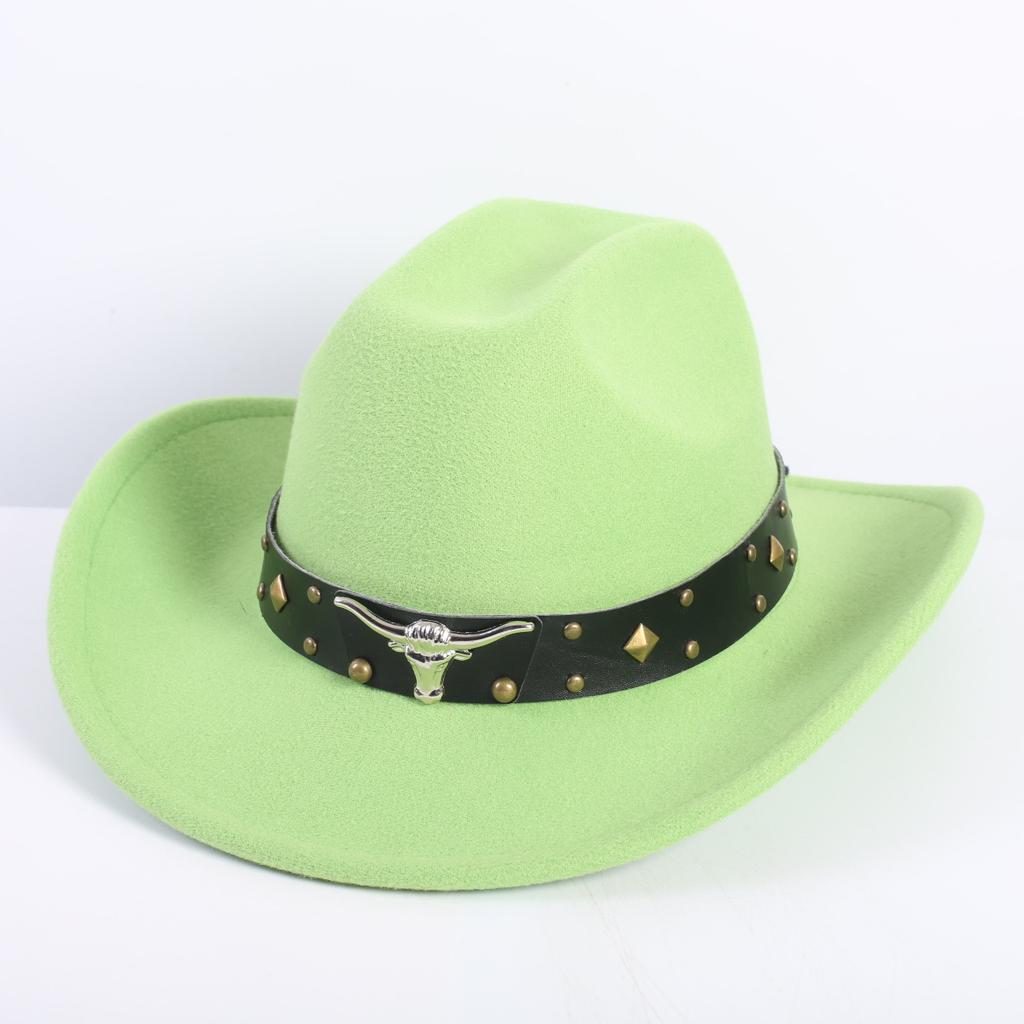 Popular European and American fashion OL style one-word cowboy hat men's and women's high-end top hat jazz hat felt hat