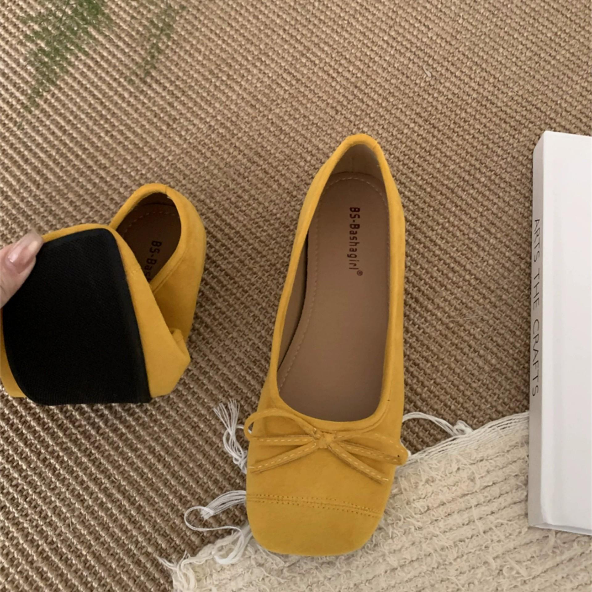 

Внутренний каблук, увеличивающий рост, французские красные туфли-лодочки, женская обувь 2025, новая весна-лето, универсальные балетки, вечерняя обувь 40 жёлтый