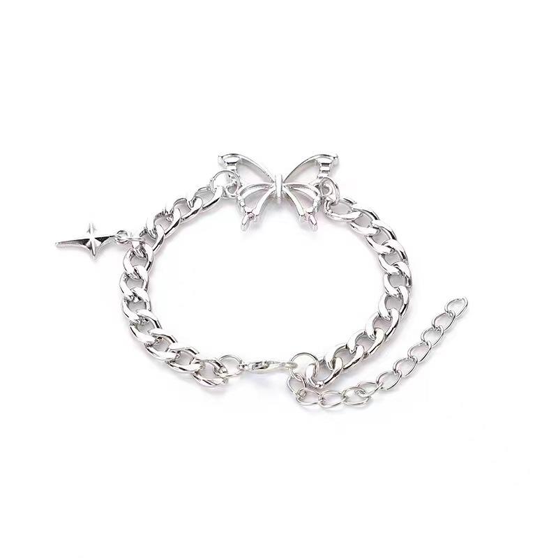

Sweet niche stars butterfly titanium steel non-fading bracelet women ins cold metal hip-hop girlfriends jewelry