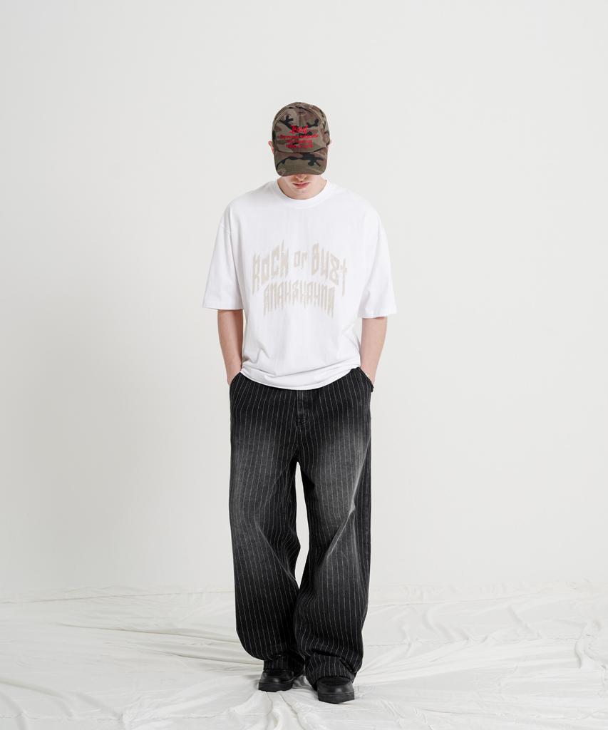 EZKATON Touch Stripe Denim Pants Black Kmlp6883