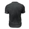 Men Black Washed Henley Neck Short Sleeve Chest Pocket Casual T Shirt