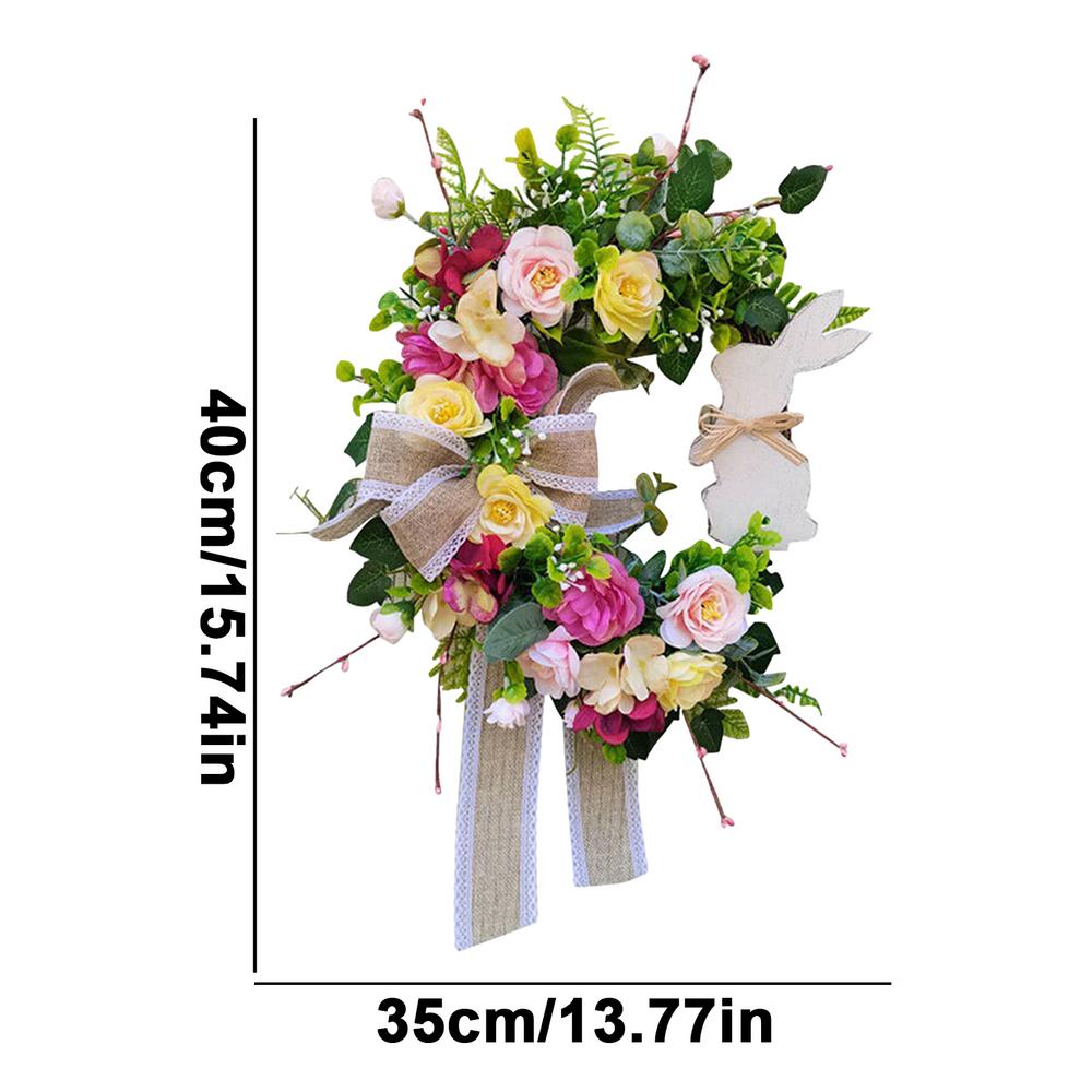 Easter Bunny Wreath Festive Sign Rabbit Wall Decor Easter Bunny Flower Wreath Window Wall Decor Spring Holiday Garland For Front бежевый