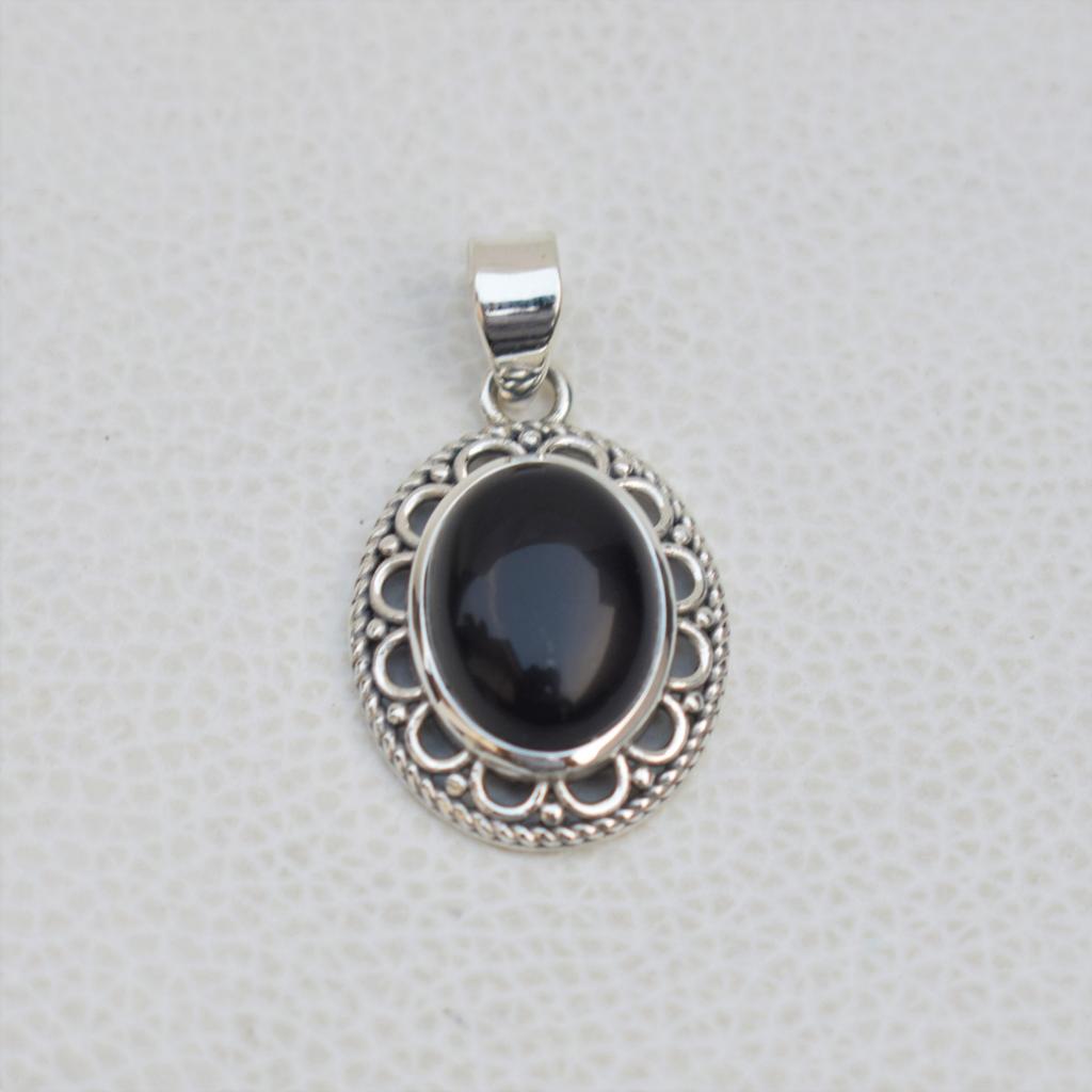 Black Onyx Pendant, 925 Sterling Silver Pendant, Boho Pendant, December Birthstone Pendant, Handmade Pendant, Designer Pendant, Gift for Her