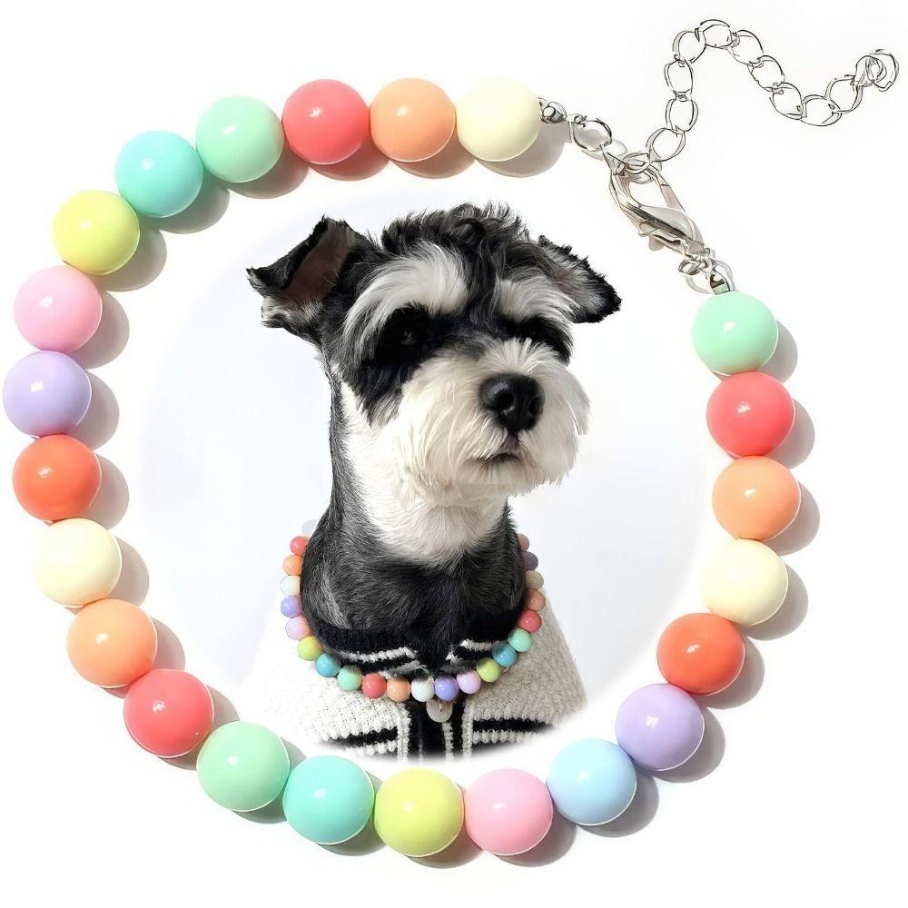 Acrylic Dog Collar Necklace Sparkling Pet Pearl Necklace Elegant Pet Neck Straps  Pet Supplies