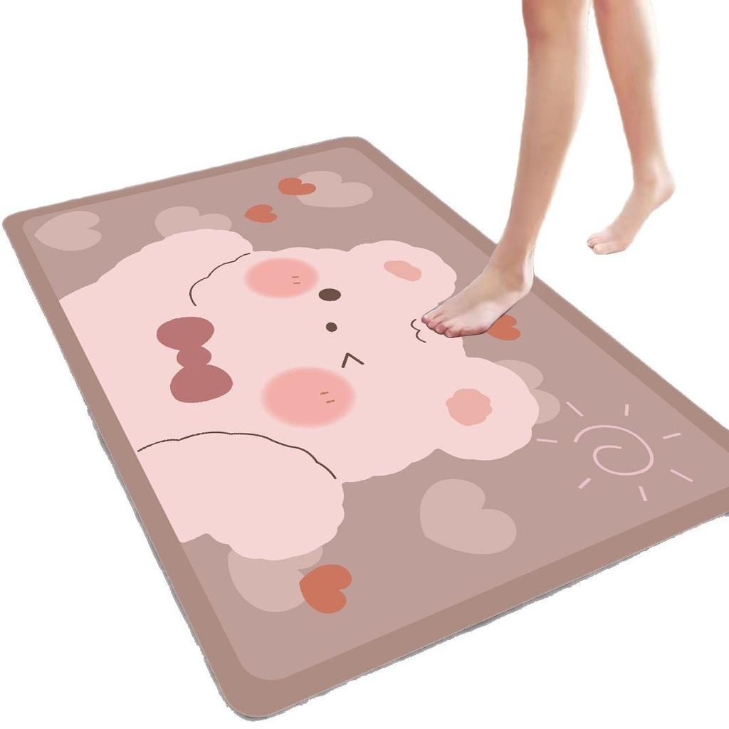 Diatom Mud Floor Mat Cartoon Bathroom Water-Absorbing Quick-Drying Floor Mat Household Bathroom Door Non-Slip And Dirt-Resistant Rubber Floor Mat