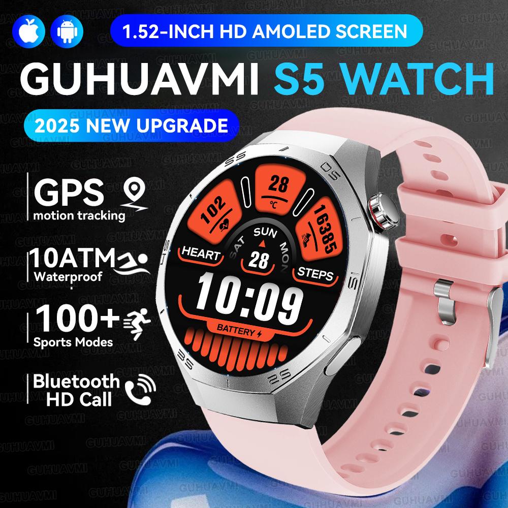 New GPS Tracking AMOLED Screen Smart Watch For Men Sports Modes Bluetooth Call Heart Rate 10ATM Waterproof For Android iOS