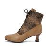 Autumn New Lace Up Ladies High Heel Shoes Strange Steampunk Boot Victorian Ankle Boots Women Round Toe Side Zip Short Boots