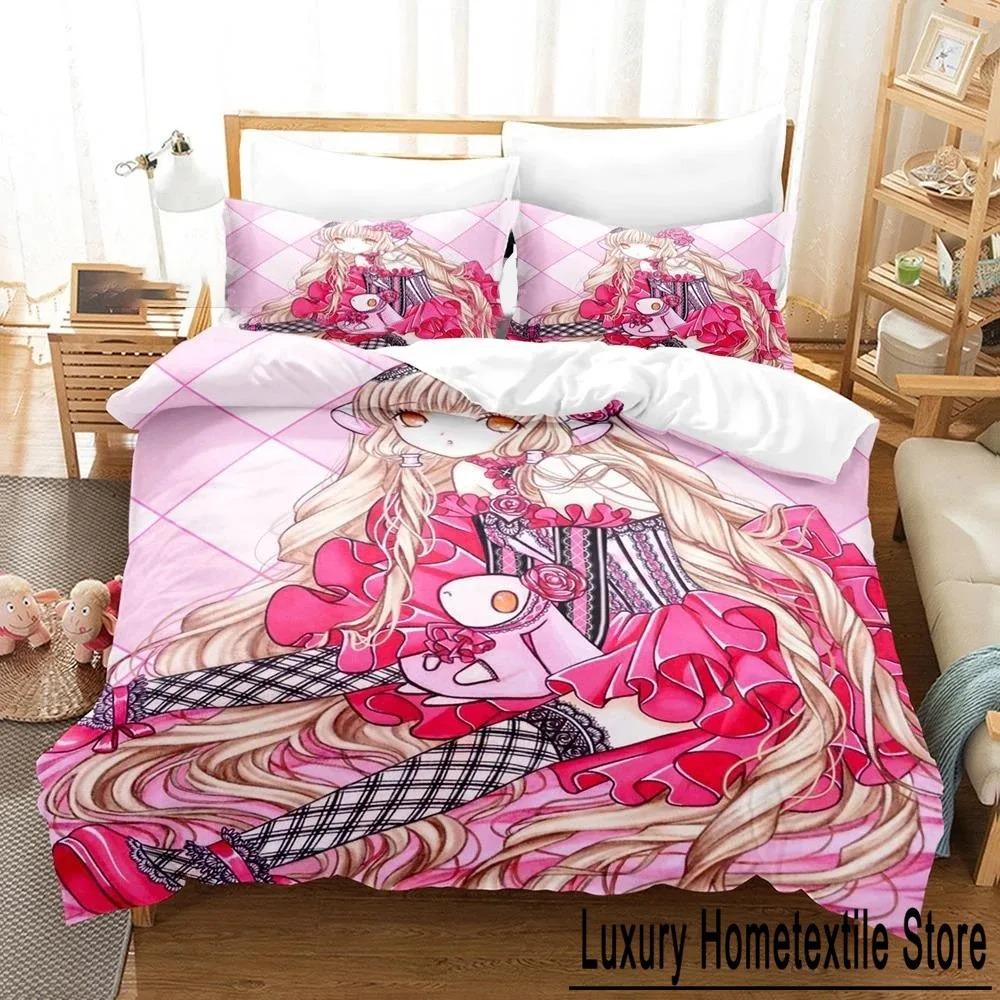 3D Printed Anime Chobits Chi Bedding Set Boys Girls Twin Queen Size Duvet Cover Pillowcase Bed Kids Adult Home Textiles