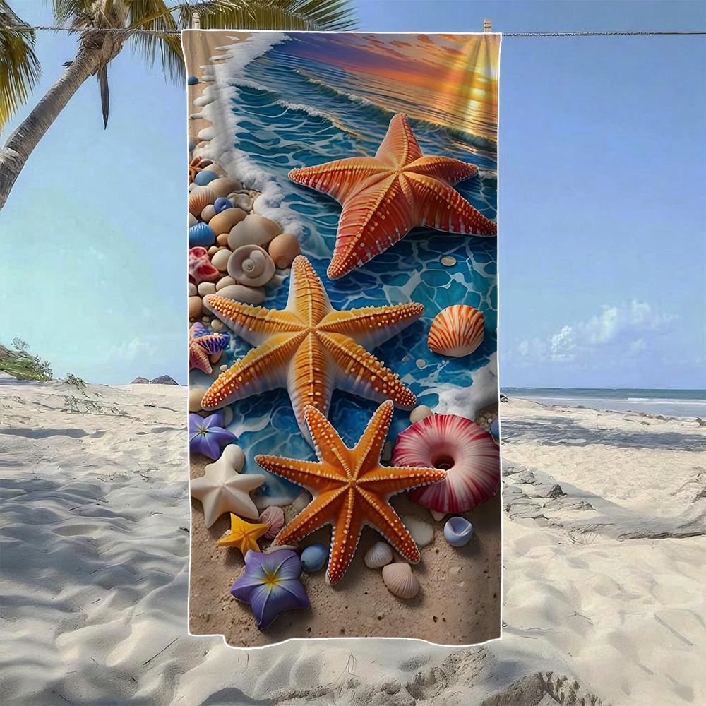 

Coastal Seashell Beach Towel, Soft Quick-Drying, Perfect For Portable Outdoor Travel, Swimming, Camping And Summer Beach W40*H60(CM)