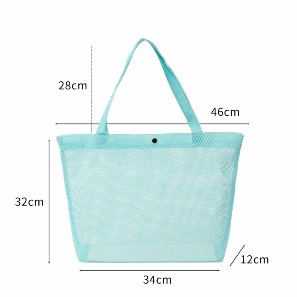 Simple Mesh Beach Bag Reusable Large Capacity Mesh Storage Bag Breathable Tote Bag Travel Grocery Swimming Organizer