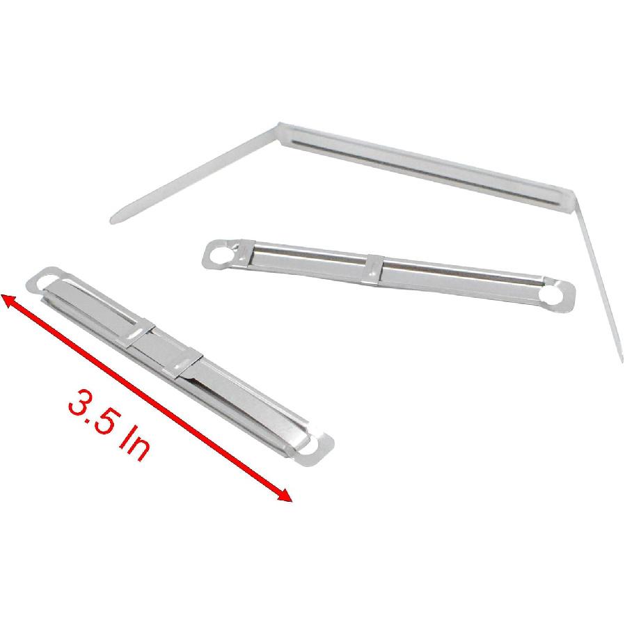 Metal File Fastener, 50 Pcs Stainless Steel 3.5 Inch 2 Hole Metal Paper Clips for Loose-Leaf and Office (50)