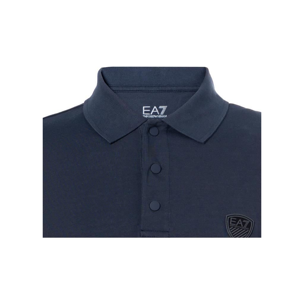 Emporio Armani EA7 Solid Color Button Straight Fit Short Sleeve Polo Shirt Men Polo Shirts Navy-Blue 8NPF09-PJNQZ-1578