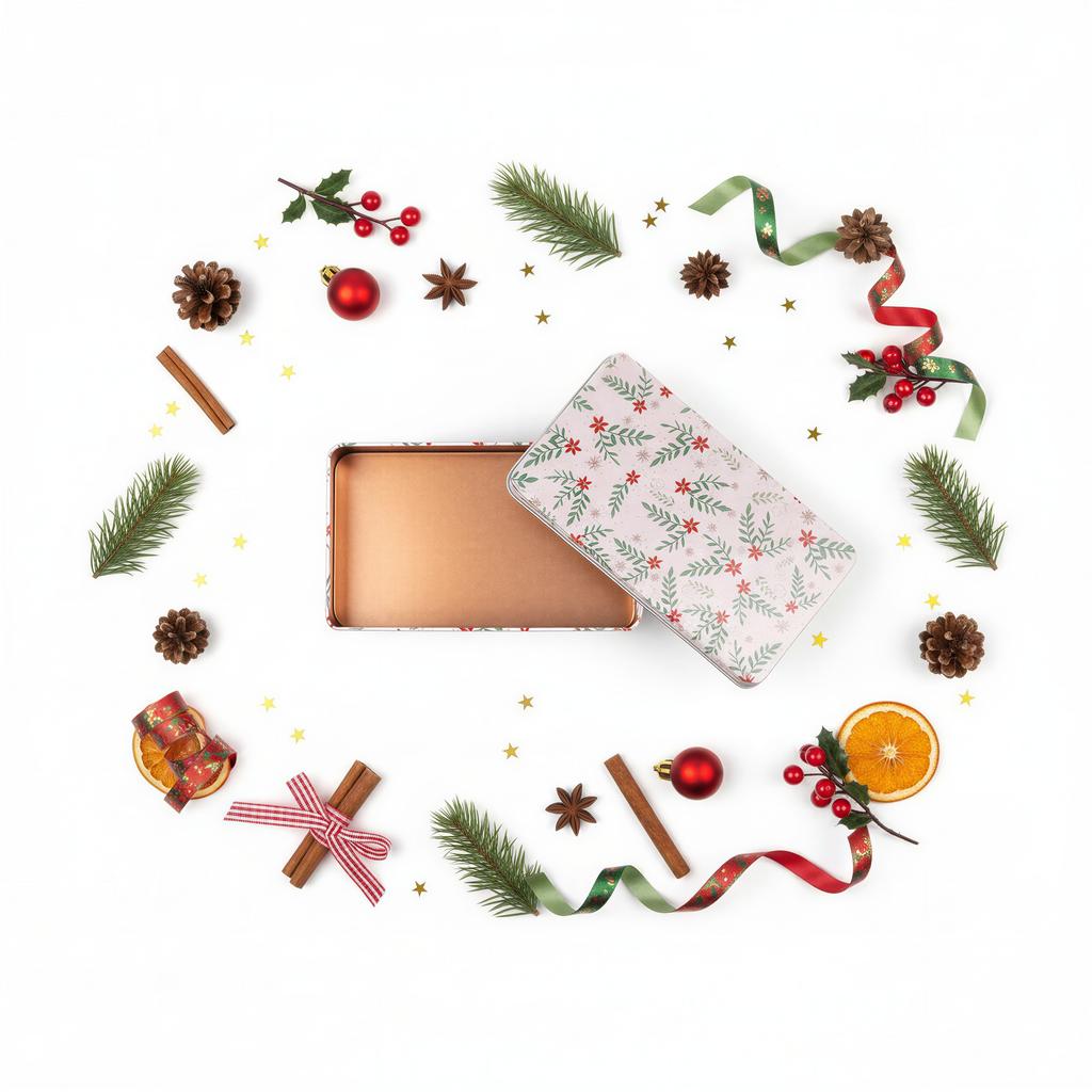 Christmas Tin Box For Cookies, Gingerbread, Sweets, Rods 21X11X7 Cm