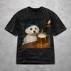 Border Collie Drinking Beer Funny Dog Meme  T Shirt Vintage Style For Men Women 100% Cotton T-Shirts Tee Clothing