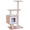 Cat Scratching Post Height 120cm with Kennel, Platforms and Sisal Toys, MDF 71.5x49.5x120cm Wood, White
