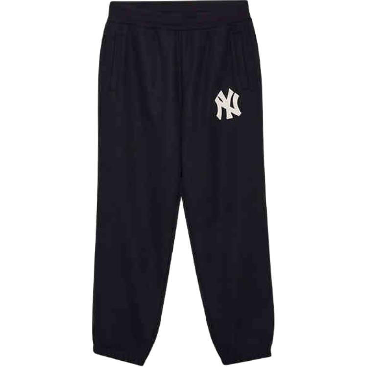 New Era FW24 MLB New York Yankees Loose Fleece Elastic Waist Logo Thick Casual Knit Sports Pants Unisex pants Black 14387507