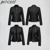 BITCED Autumn Slim-Fit Women's Leather Jacket Slim-Fit Outerwear Leather Clothing for Women