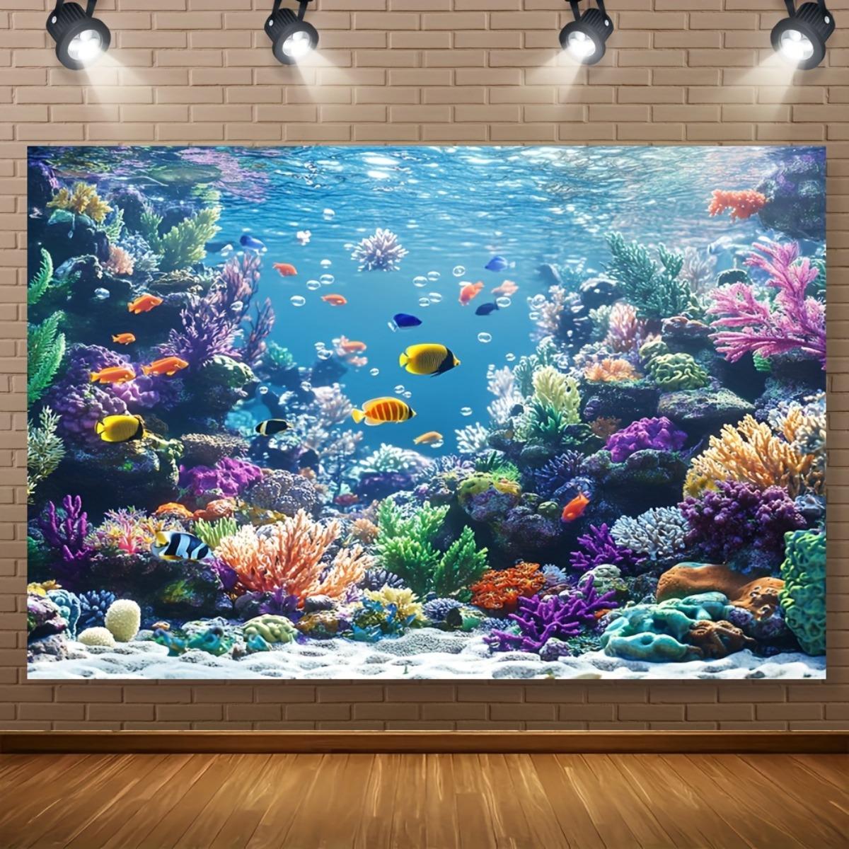 

Underwater Coral Reef Fish Tapestry Ocean Life Marine Aquarium Wall Art for Kids Room Bathroom Beach Theme Decor VibrantColorful 74x94cm(29x37in)
