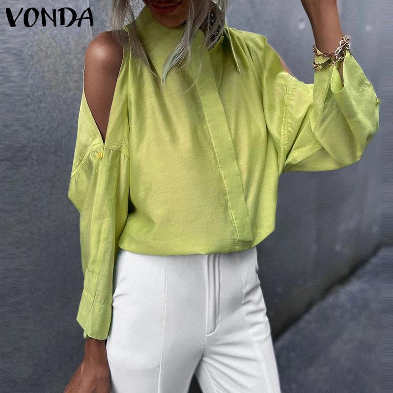Mode Femme Col Haut Manche Longue Boutons Loose Couleur Unie Chemise Haut Plus Mode Femme Col Haut Manche Longue Boutons Loose Couleur Unie Chemise Haut Plus