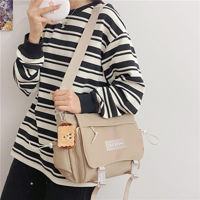 Wind Large-capacity Messenger Bag, Harajuku Simple and Versatile Tooling Style Messenger Bag Student Shoulder Bag