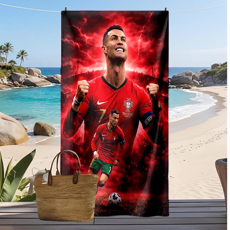 Cristiano Ronaldo Printed Beach Towel Quick Dry Soft TowelPortable Large Rectangular Beach Blanket for Travel Swimming Pool