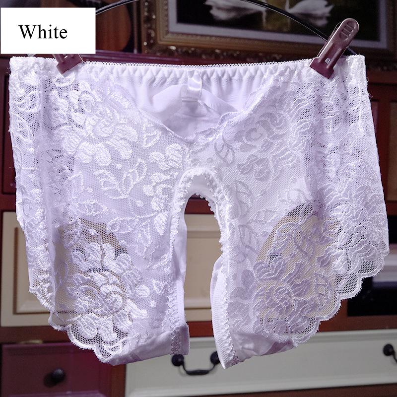 M - XXXL Plus Size Underwear Women Sexy Lace Transparent Panties With Holes For Sex Products Temptation Open Crotch Nightwear