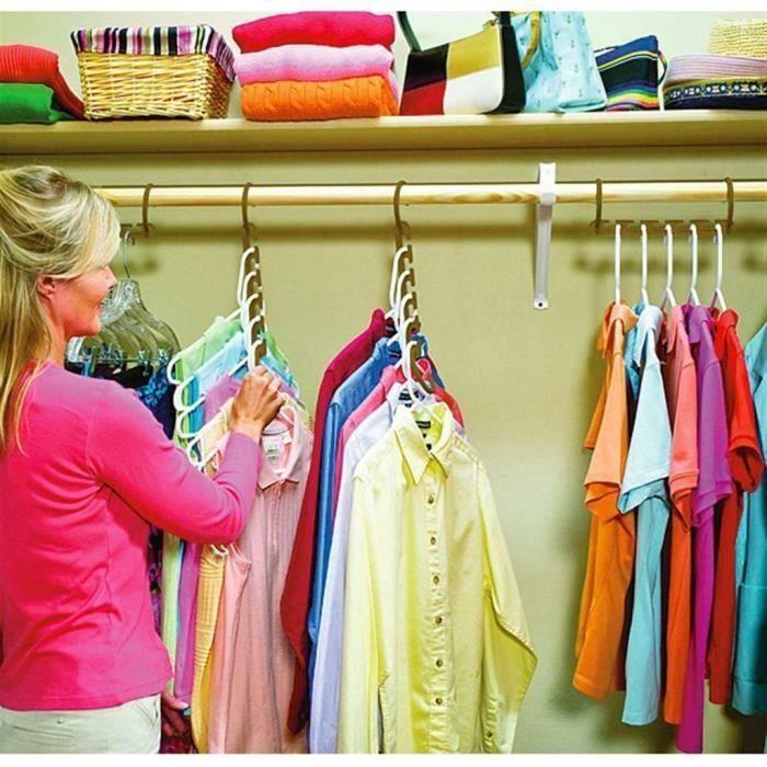 Cintre magique - LEMONBEST - 8pcs - Plastique - Blanc - Multifonctionnel