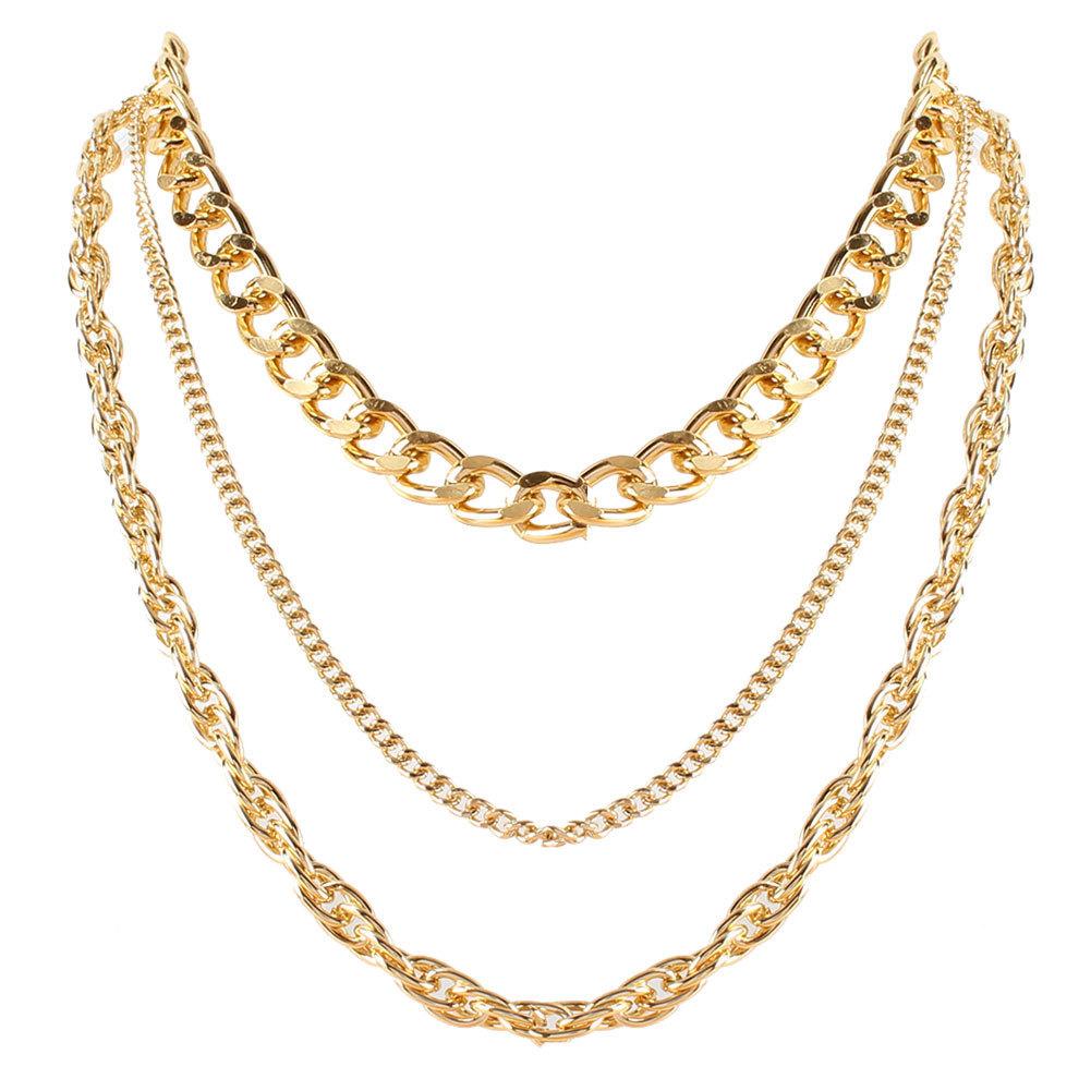 Стильное и простое многослойное толстое цепное колье, европейское и американское креативное персонализированное колье-цепочка для ключицы женское золотой
