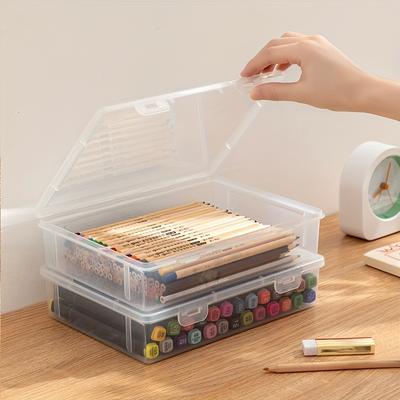 Translucent PencCase Large Capacity Lightweight Convenient for School Supplies Storage Pen Box Paper Clip Organizer Box