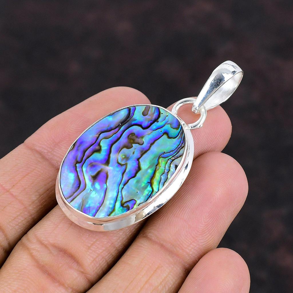 Abalone Muschel Anhänger Handgefertigter Edelstein Schmuck 925 Sterling Silber Anhänger Antiker Anhänger Original Abalone Muschel Schmuck Geschenk für Freund