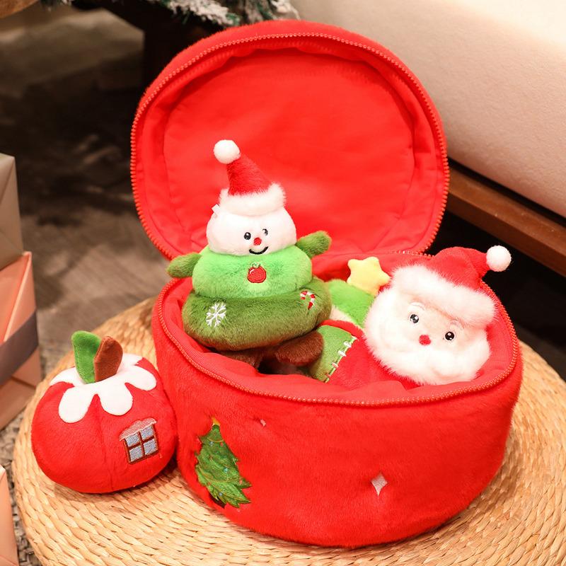 Christmas Gift Box Series Plush Snowman Tree Toy Fruit Doll Stocking Soft Gift