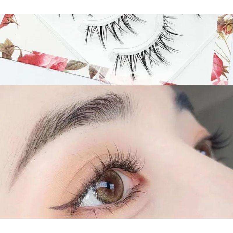 Lashie - Set mit 5 Paaren: Natürliche, zarte Falsche Wimpern mit transparentem Band