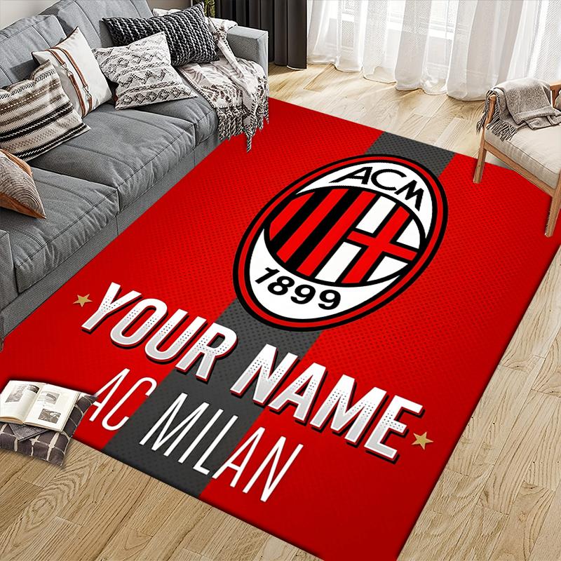 Custom Name,Milan Home Sofa Decoration for Living Room & Bedroom, Non‑Slip Play Flannel Floor Mat for Game Room
