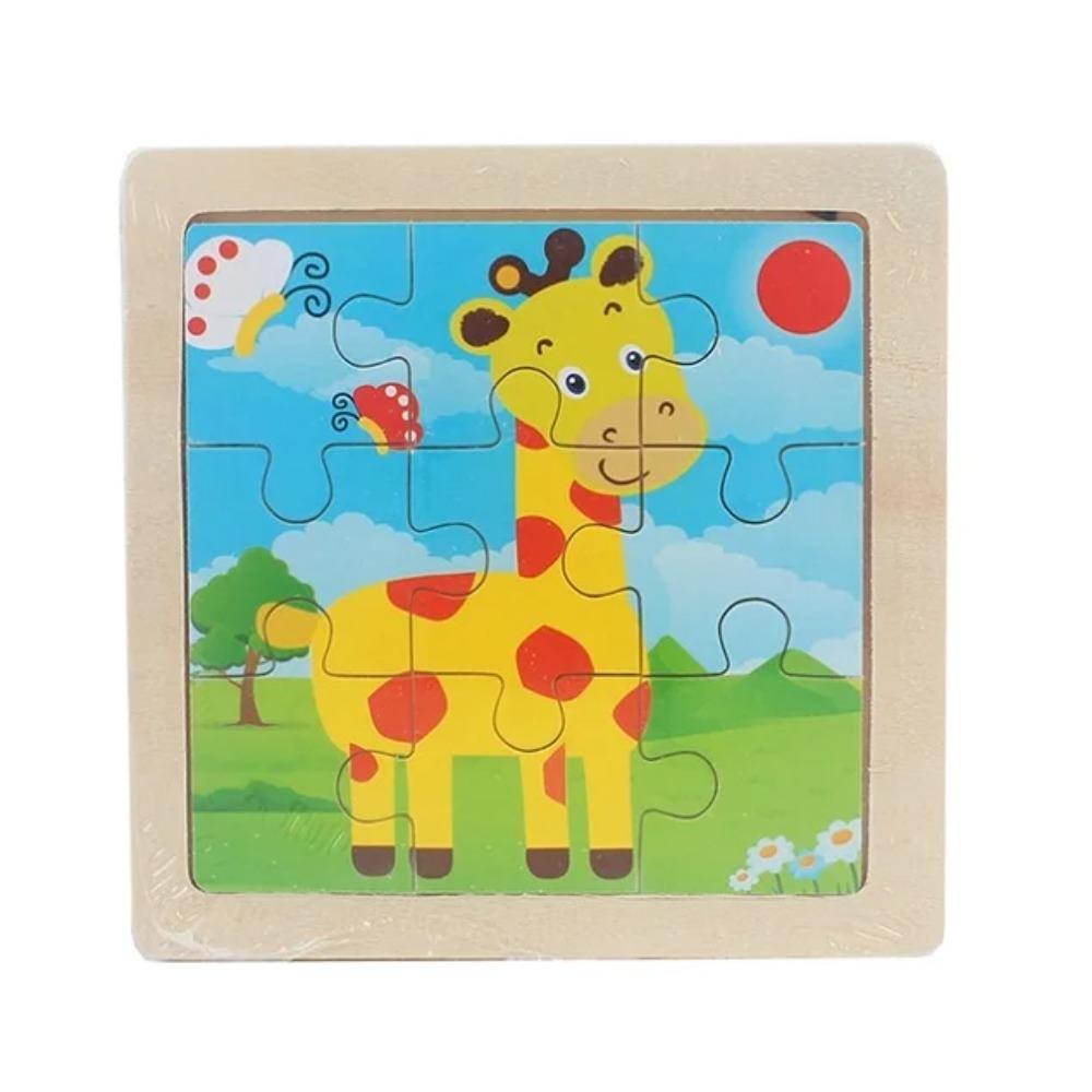 Kids Toy Wood Puzzle Small Size 11*11cm Wooden 3D Puzzle Jigsaw for Children Baby Cartoon Animal/Traffic Puzzles Educational Toy
